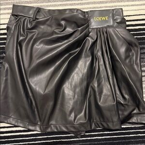 Loewe Dark Gray Leather Mini Skirt